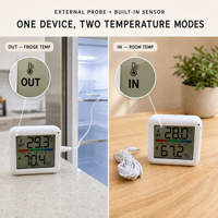 Hygromètre numérique à sonde externe, moniteur de température et d'humidité, alimenté par batterie, écran LCD, commutable C/F, alarme domestique