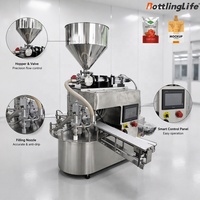 Machine de remplissage et de scellage automatique de doypacks industriels pour vinaigre et tahini 200 ml, machine de remplissage et de scellage de doypacks de sauce soja