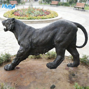 수제 실물 크기 청동 호랑이 조각상 정원 야외 장식용 주조 기법으로 제작된 맞춤형 금속 조각품 현대적인 디자인 - Product Image 2