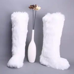 Women cheap faux fluffy fur boots ladies winter warm long boots mongolian fur boots