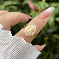 Bague ouverte en cuivre plaqué or 18 carats avec zircon incrusté de la Vierge Marie, styles ajustables, tendance et classique