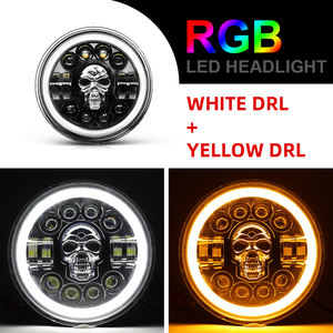 مصباح أمامي LED دائري للسيارات والدراجات النارية مقاس 7 بوصات مع عين الملاك RGB، 12 فولت و24 فولت، إضاءة نهارية، 6000 كلفن، مقاوم للماء IP68، 72 واط - Product Image 3