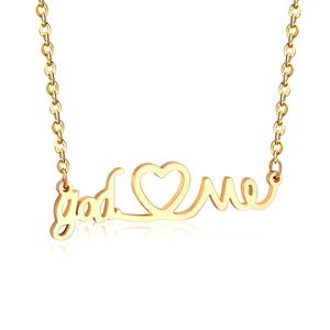Collier personnalisable en acier inoxydable plaqué or 18 carats, lettres minimalistes, pendentif cœur tendance pour femme - Product Image 1