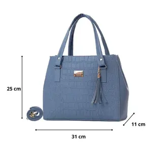 Bolso Tote de Mezclilla Azul para Mujer Fana Ileana, con Cierre de Cremallera, Patrón de Cocodrilo, Bolso de Mano Casual para la Playa, Bolso de Hombro - Product Image 4