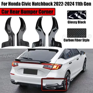 Extensión de Esquina para Parachoques Trasero de Automóvil Honda Civic Hatchback de 11.ª Generación (2022-2024), Estilo Mugen MU, Difusor, Negro Brillante - Product Image 1