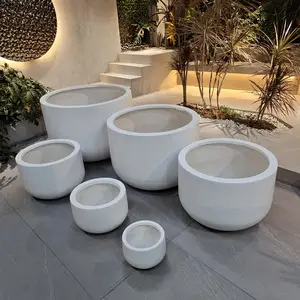 Large And Small Size Fiber Clay Flower Pots For Indoor And Outdoor Plant Decor Durable High Strong Garden Flower Pots