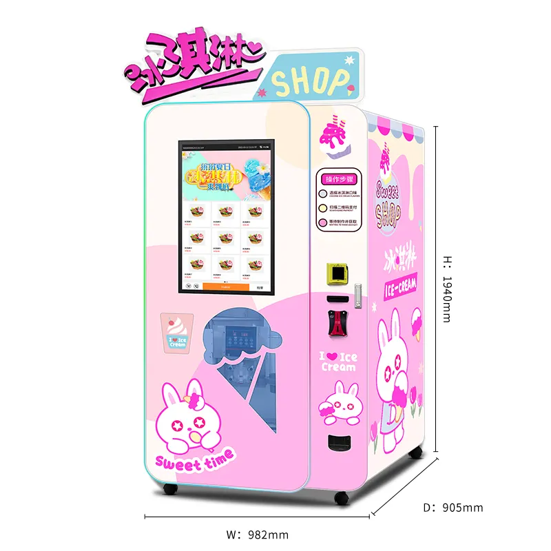 Distributore automatico automatico di gelato Soft a erogazione rapida da 100 tazze 15S distributore automatico di gelato