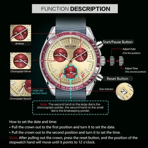 <span class=keywords><strong>Montre</strong></span> chronographe pour <span class=keywords><strong>homme</strong></span>, boîtier en acier inoxydable, lunette tachymètre, aiguilles lumineuses, fenêtre de date, <span class=keywords><strong>montre</strong></span>-<span class=keywords><strong>bracelet</strong></span> à quartz, cadeau sportif - Product Image 5
