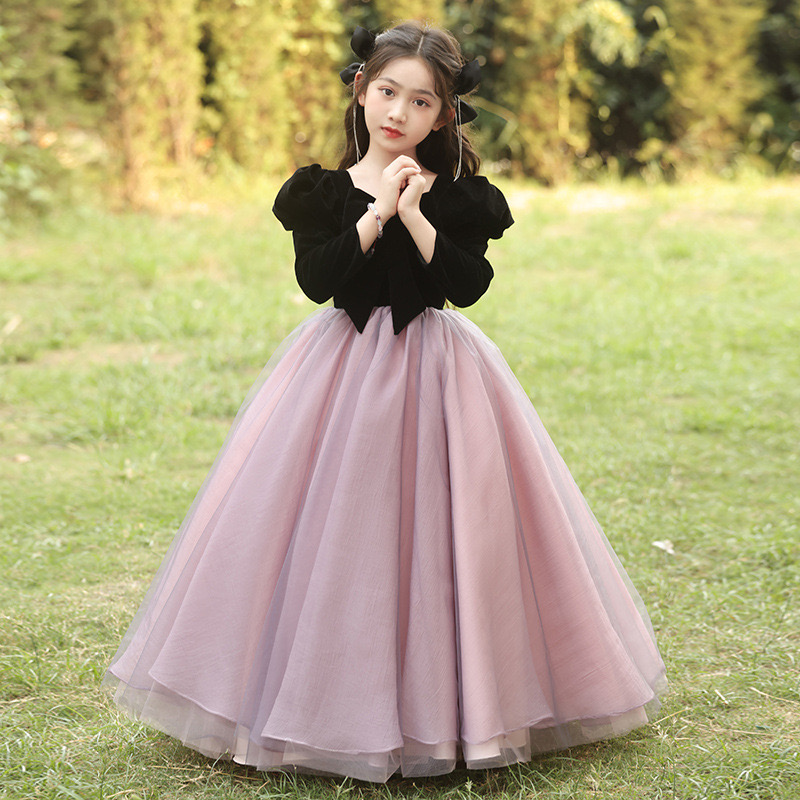 Girls' Winter High-End Flower Girl Wedding Dress