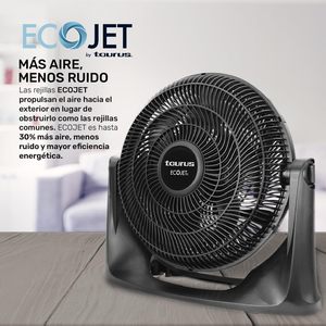 Ventilador de Mesa TAURUS TURBINE 16, 2 en 1, de Escritorio/Pared, 3 Velocidades, Negro, 30% Más Flujo de Aire, Menos Ruido, <span class=keywords><strong>ECOJET</strong></span>, Inclinación Ajustable, Eléctrico - Product Image 6