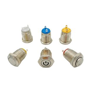 สวิตช์ปุ่มกดโลหะกันน้ำขนาด 12 มม. พร้อมไฟ LED ปุ่มเรืองแสงแบบรีเซ็ตตัวเองได้ - Product Image 1