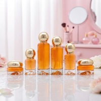 Botol Pompa Lotion Perawatan Kulit Kaca Bening 30ml 100ml 120ml, Wadah Krim Kosong 30g 50g Dasar Tebal dengan Tutup Bulat