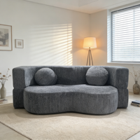 Canapé modulaire convertible pliable, design gain de place, rembourrage en tissu moderne et confortable, pieds en acier inoxydable, villa