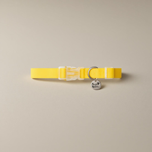 Solid Pattern S Size Yellow <b>Dog</b> Collar Personalized Luxury Modern Elegant Style Waterproof Durable Simple PVC Coated Buckle - Product Image 1