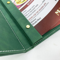 Porte-menu en cuir PU Crazy Horse vert personnalisé avec logo, format A4 A5 (8,5*14 pouces), pour restaurants et hôtels