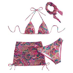 Ensemble bikini push-up 2 pièces imprimé vintage personnalisé, maillot de bain sexy, tenue de plage, robe cache-maillot avec logo frontal - Product Image 6