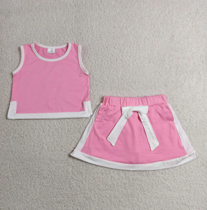 ชุดเซ็ตสองชิ้นสำหรับเล่นเทนนิสและโยคะ รุ่น RTS Girls สีเขียวชมพู แต่งขอบโบว์ - Product Image 6