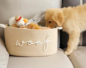 Woof bền bông sợi dây thừng con chó đồ chơi lưu trữ giỏ xử lý lớn Pet đồ chơi bin nhai đồ chơi chăn Dây Xích tổ chức con chó con Thùng - Product Image 5