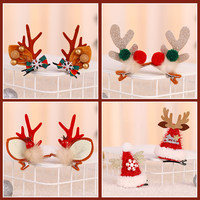 Serre-tête de Noël à motif de dessin animé et pince à cheveux en forme de bois de cerf avec décoration lumineuse – Cadeau de costume de fête