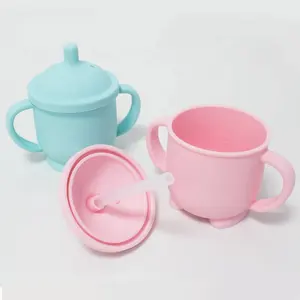 친환경 유아 젖꼭지 훈련 스낵 컵 유출 방지 실리콘 키즈 Sippy 컵