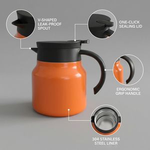 Carafe à café <span class=keywords><strong>isotherme</strong></span> 800 ml (27 oz) en acier inoxydable, pour garder le café chaud - Product Image 3