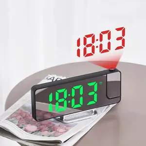 电动投影时钟发光二极管时钟项目表，带数字墙壁投影报警USB电源镜投影仪大时间显示
