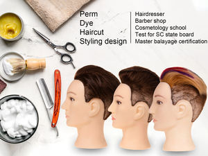 Stancia 100% Cabello humano natural 35cm Cabeza de MANIQUÍ PARA barberos Maniquí de estilo recto para estilistas - Product Image 3