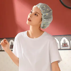 Doppels chicht wieder verwendbare klare Kunststoff elastische Bad Turban Baby party Soft Cap Biologisch abbaubare wasserdichte Shampoo Hut Frauen Reisen