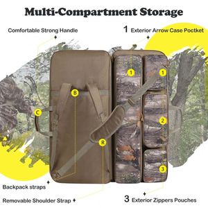 Sac de transport ajustable et structuré camouflage pour arc à poulies, arc classique, flèches et accessoires de chasse, sac de rangement pour arbalète de chasse en extérieur - Product Image 2