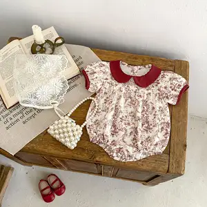 Engepapa Sommer Neugeborenen-druck-Jumpsuit Kleinkind Baumwolle Freizeitdruck Kleidung Baby-Mädchen-Strampler
