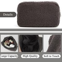 Sac à cosmétiques en peluche Teddy Fleece pour femmes, grande capacité, trousse de maquillage portable, organiseur de toilette à fermeture éclair pour les voyages et l'usage quotidien