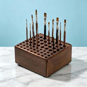 Portalápices para Escritorio, Soporte de Madera para Pinceles, Organizador de Escritorio con 59 Orificios y Ranura de Reposo - Product Image 1