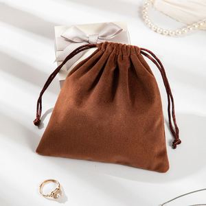 Pochette en velours personnalisée avec logo, cordon de serrage, petit emballage cadeau pour bijoux, boucles d'oreilles, bougies, artisanat - Product Image 3