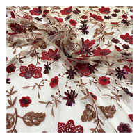 Tela de Encaje Bordada Floral de Lujo, 100% Poliéster, Tul Tejido para Vestidos de Fiesta y Textiles para el Hogar