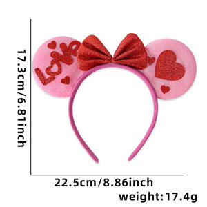 Cerchietto per Capelli a Forma di Cuore Rosa per Matrimoni e San Valentino, Accessorio per Capelli con Orecchie di Minnie e Mickey, Decorazione per Festival - Product Image 2