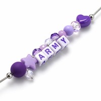 Cordon personnalisé perlé avec boule ou attache pour Lightstick Bangtan Boy, pour porte-badge et porte-clés