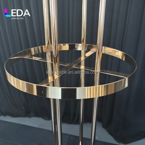 Soporte de Flores Metálico Dorado LEDA, Anillo Circular Alto para Arreglos Florales, Pilar Floral para Eventos, Fiestas, Pasillos, Centros de Mesa - Product Image 3