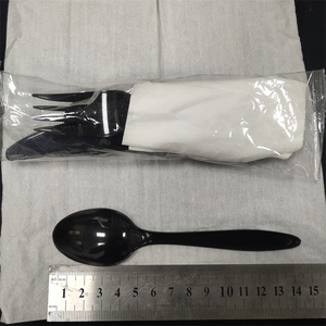 เซวิเช่พลาสติกสีดำสำหรับเด็กชุดเครื่องใช้บนโต๊ะอาหารแบบใช้แล้วทิ้ง6 9นิ้วชุดช้อนและส้อมใช้ในงานปาร์ตี้ - Product Image 4
