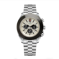 Montre pour homme élégante en acier inoxydable de 40 mm - Mouvement à quartz analogique, verre saphir, bracelet en caoutchouc