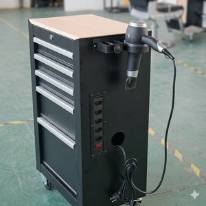 ตู้เก็บอุปกรณ์ช่างตัดผมแบบเคลื่อนที่ 5 ลิ้นชัก ยี่ห้อ OEM พร้อมปลั๊กไฟและที่วางไดร์เป่าผม - Product Image 4