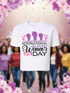 Elegante T-Shirt da Donna con Stampa per la Giornata Internazionale della Donna, Girocollo, Maniche Corte, Stile Casual, 100% Cotone, Vestibilità Regolare - Product Image 2