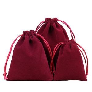 13x18cm Velvet Drawstring <b>Bags</b> Fashionable Red Wine Pouch for Perfume Jewelry Gift Packaging - Product Image 1