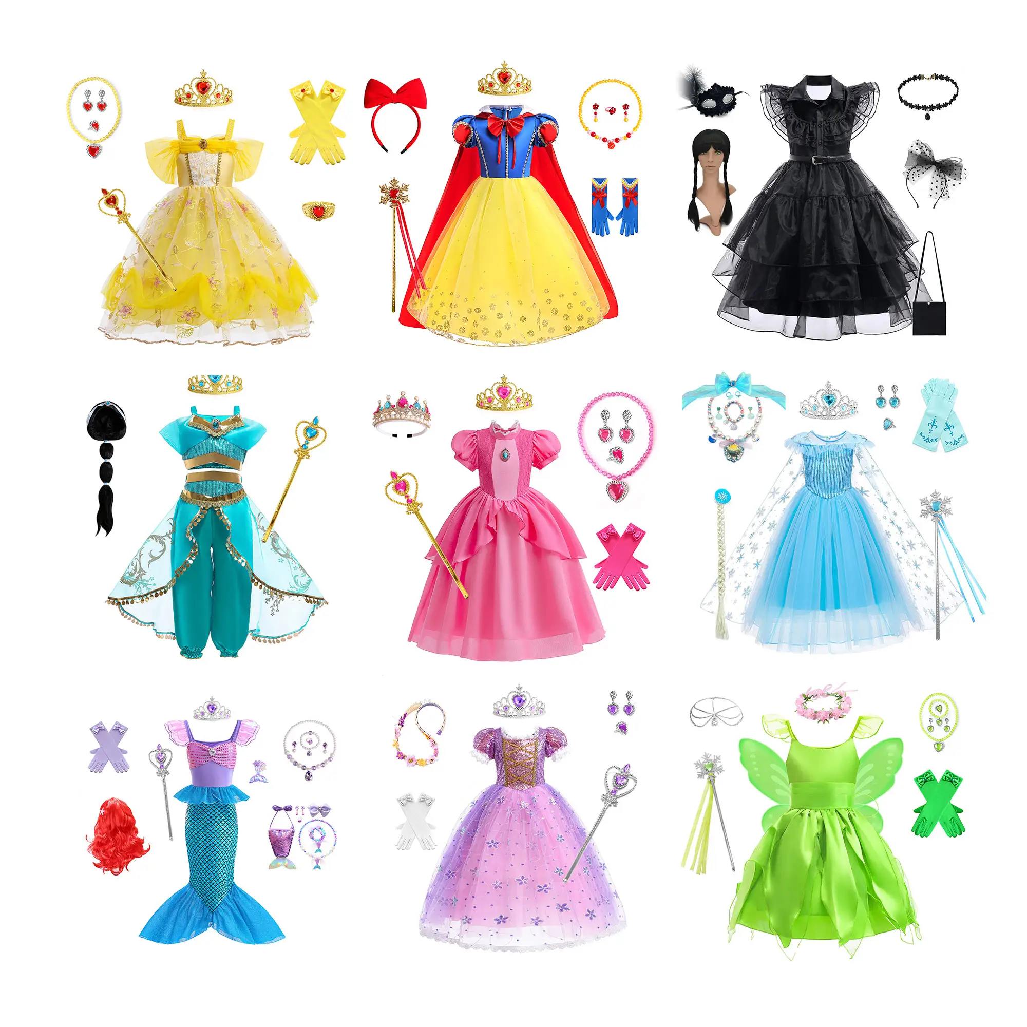 Enfants Princesse Costume Dress UP Enfants TV film Costume Halloween Fête De Noël Cosplay Anna Elsa Princesse Robe Pour Les Filles