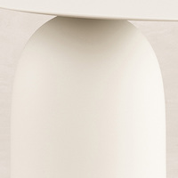 Table d'appoint crème mate avec base ovale en forme de pilier et plateau en forme de goutte d'eau, style Wabi Art, pour salon, maison de rêve