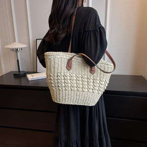 Bolso <span class=keywords><strong>de</strong></span> hombro para mujer, bolsos <span class=keywords><strong>de</strong></span> diseñador, bolso ecológico <span class=keywords><strong>de</strong></span> paja, minimalista, para verano, trabajo, viajes, versátil, <span class=keywords><strong>de</strong></span> gran capacidad, para <span class=keywords><strong>la</strong></span> <span class=keywords><strong>playa</strong></span> - Product Image 5