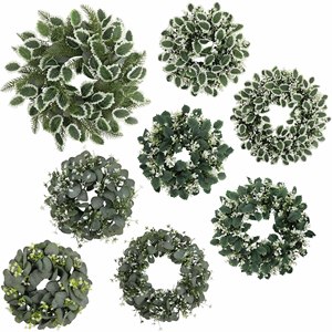 Artificial Eucalyptus Wreath Natural <b>Green</b> Foliage <b>Garland</b> Decor For Home Dining Table Holiday Party Tabletop Ornament - Product Image 4