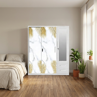 Armoire en acier à 3 portes avec tiroir, moderne, légère, pour dressing, meuble de rangement personnalisé imprimé