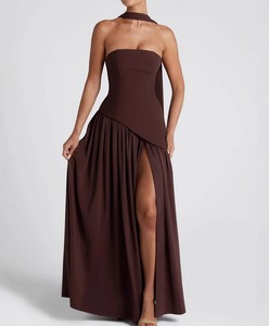 2026 primavera estate Sexy abito lungo <span class=keywords><strong>senza</strong></span> <span class=keywords><strong>spalline</strong></span> Top Slim Fit Maxi abito a fascia in Chiffon Patchwork con cinturino Modulare - Product Image 1