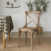 Chaise de salle à manger empilable ergonomique et durable en bois naturel avec dossier croisé pour la maison, le bar, les appartements, les événements, les mariages, les hôtels