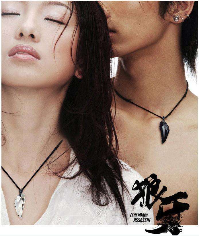 Colorful Crystal Couple Pendant Necklace Women and Men Short